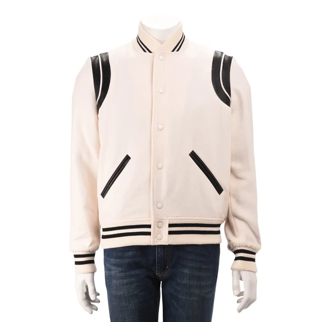 Saint Laurent Wool & Lambskin Teddy Jacket FR 50 in Cream Lambskin from Blue Spinach
