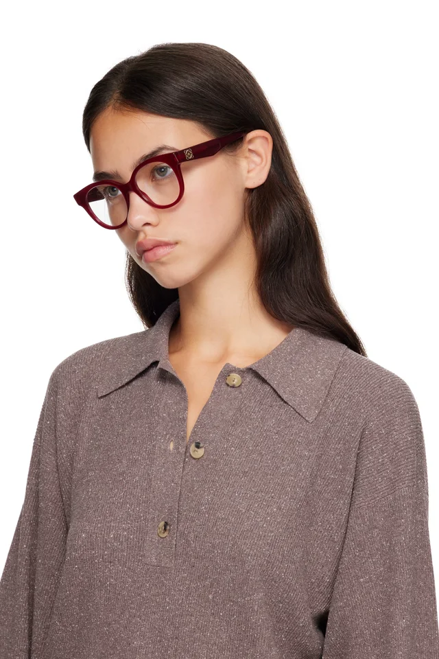 LOEWE Red Anagram Glasses, photo 4 of 4 from SSENSE