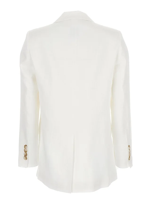 LEPLAIN Double-breasted White Linen Jacket for Women in White 100% Linen, photo 4 of 6 from Gaudenzi Boutique