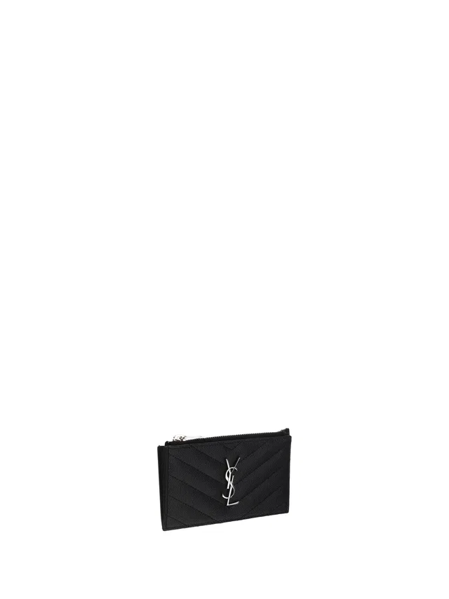 Saint Laurent Embossed Logo Calf Leather Cardholder — Black Wallets & Purses in Black Calfskin from HEWI