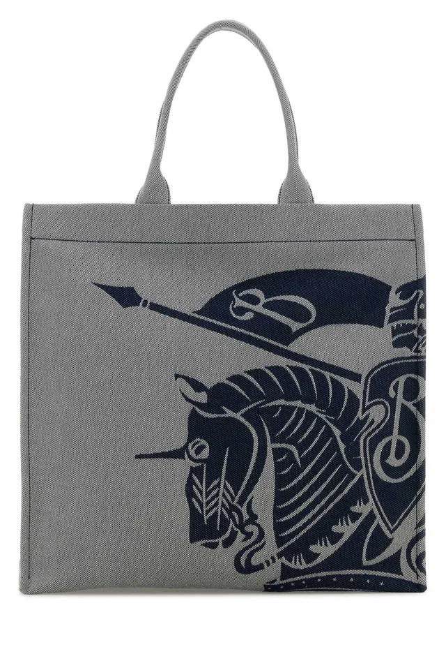 Burberry Embroidered Canvas Tote Bag — Gray Exterior: Cotton Polyester in Grey Canvas from HEWI
