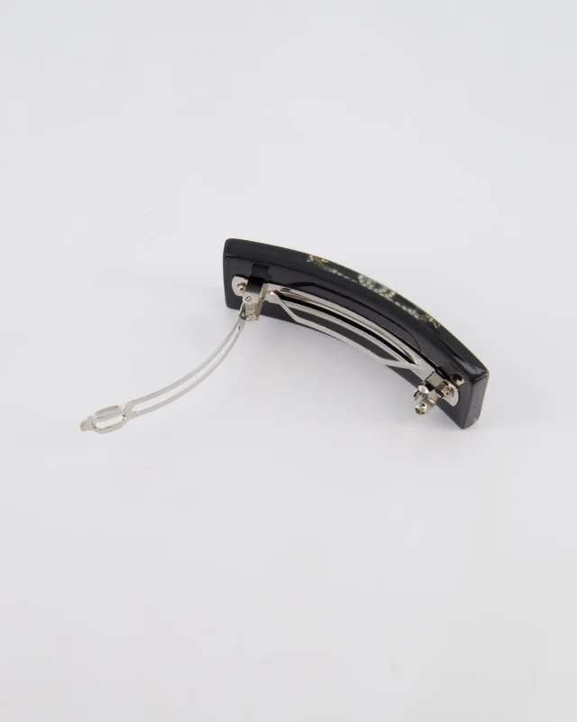 Chanel 16/S Black & White Hair Clip with Logo and Crystals in Black from Sellier, photo 13 of 13