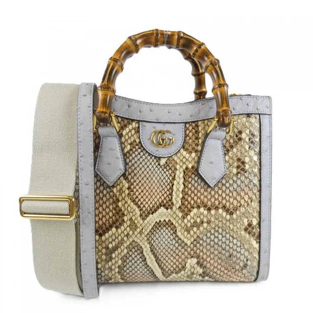 Gucci Diana Bag Handbag Blue in Blue Ostrich from The Reluxe