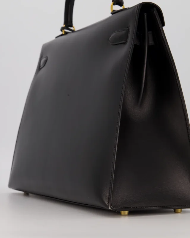 Hermès Vintage Kelly 35 Sellier Bag in Black Box leather from Sellier, photo 15 of 22