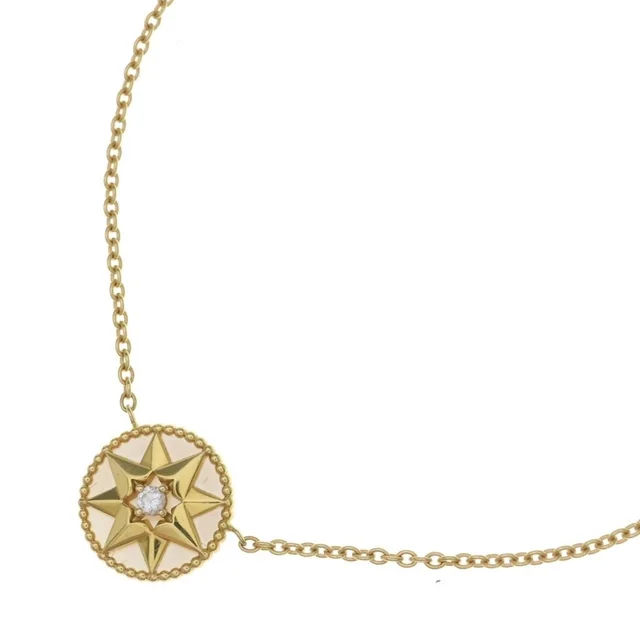 Dior Rose des Vents Pearl Diamond Pendant Chain Yellow Gold in Pink from The Reluxe