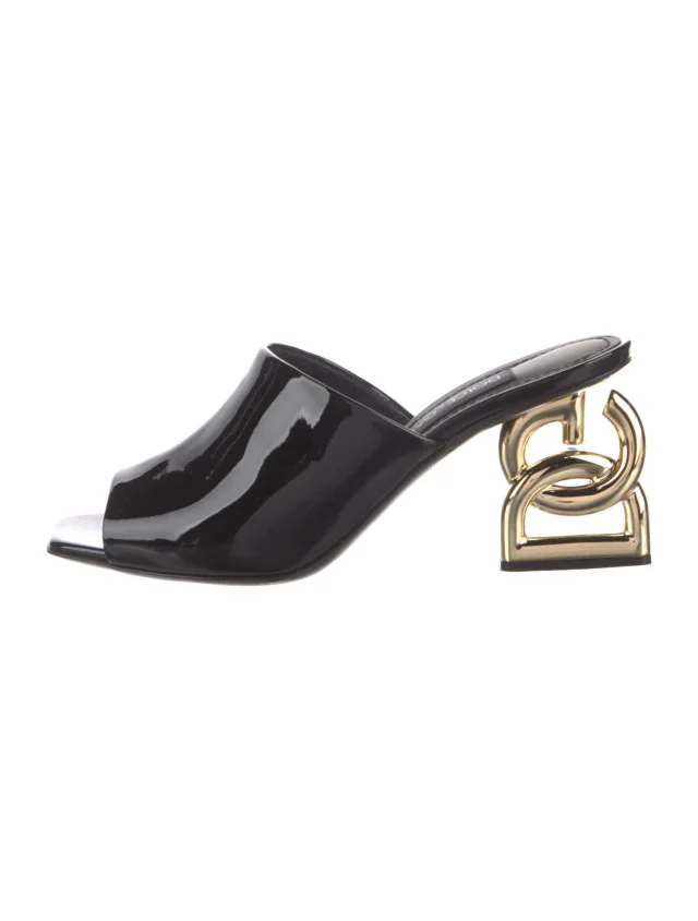 Dolce & Gabbana Patent Leather Mules in black Patent leather from The RealReal