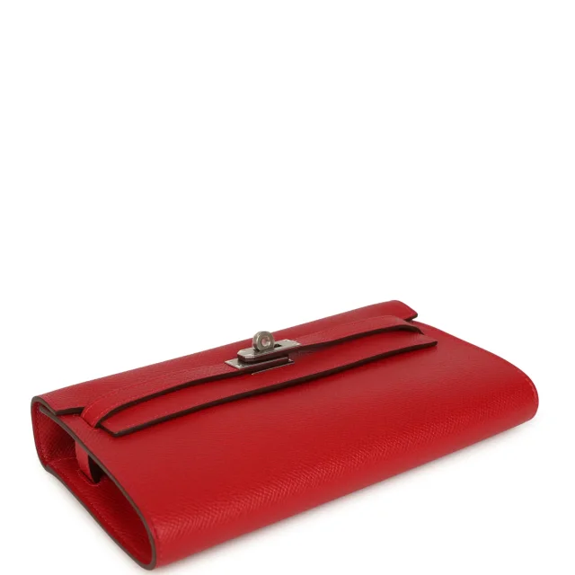 Hermès Kelly Wallet To Go Rouge Casaque Epsom Palladium Hardware in Red Epsom from Madison Avenue Couture, photo 3 of 3