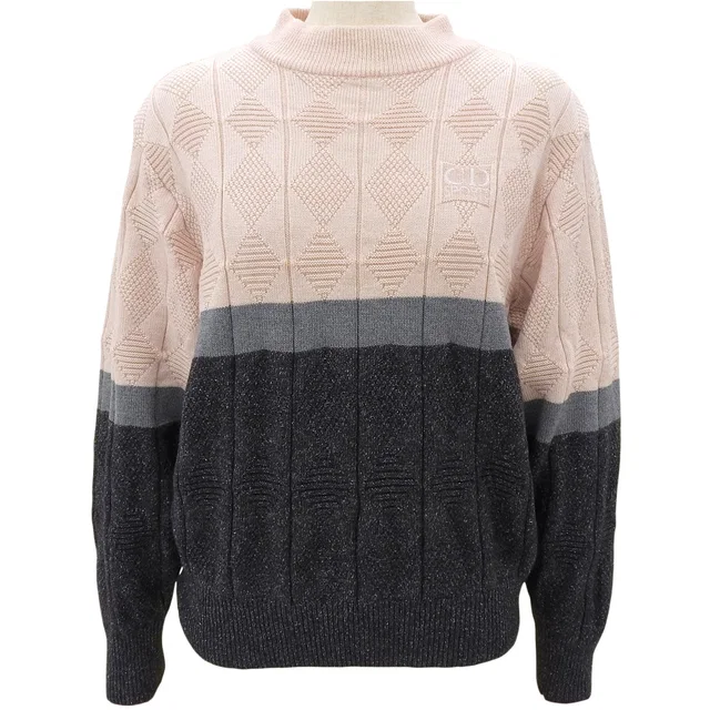 Dior Logo Embroidered Knit Top #M Pink/Gray/Black in Black Wool from VINTAGE QOO TOKYO