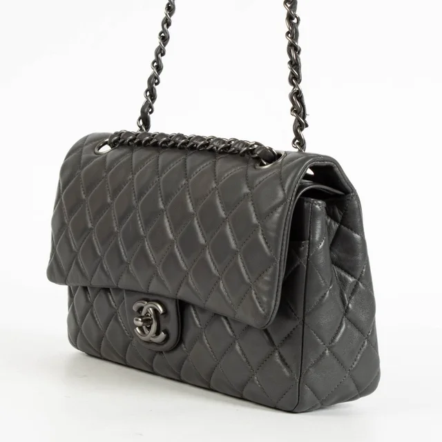Chanel Grey Lambskin Medium Classic Flap Bag in Grey Lambskin from Labellov, photo 2 of 2