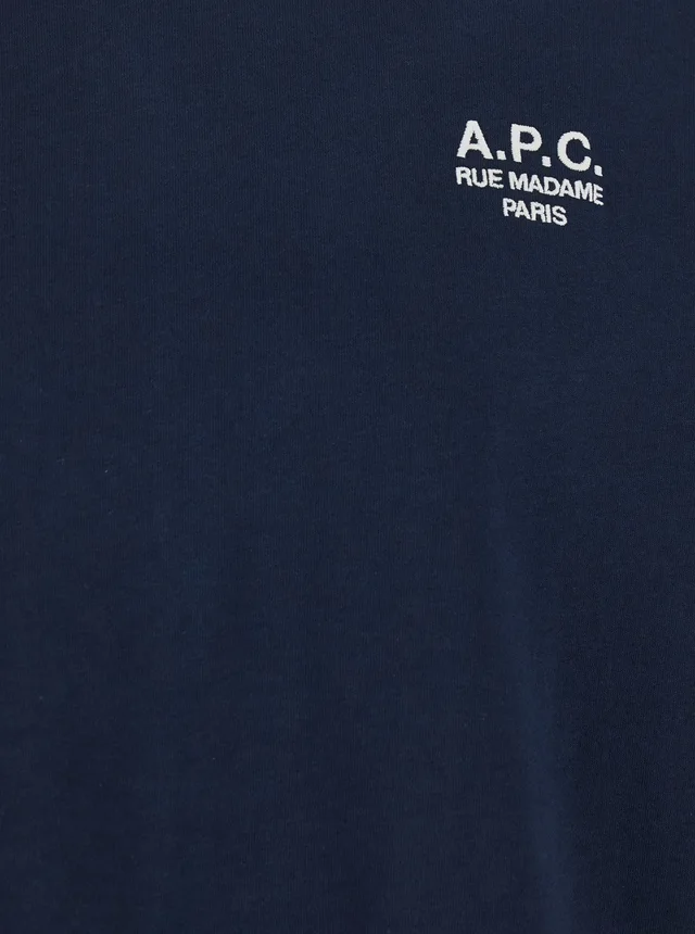 A.p.c. Blue Crewneck T-Shirt with Logo Embroidered on the Front in Cotton WOman in Blue 100% Biologic Cotton, photo 6 of 6 from Gaudenzi Boutique