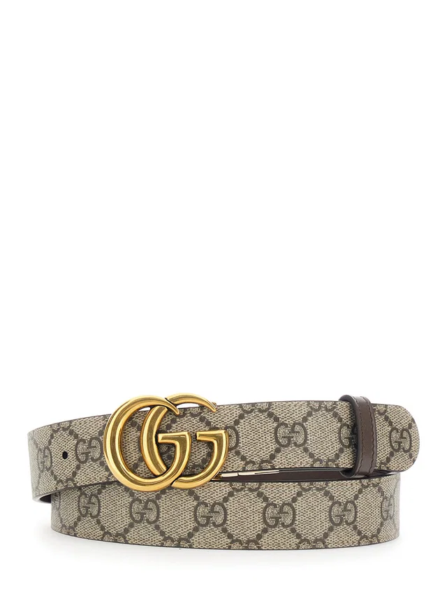 Gucci Gg Supreme Reversible Belt — Brown Polyurethane in Brown Canvas from HEWI