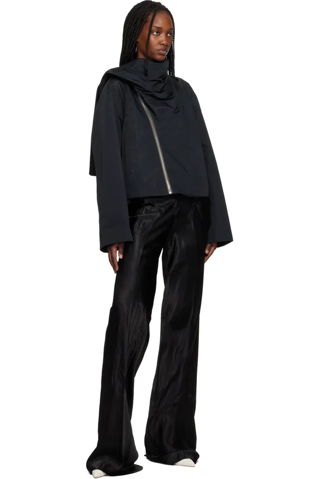 Rick Owens Black Temple Cropped Scarf Flight Jacket, photo 4 of 4 from SSENSE