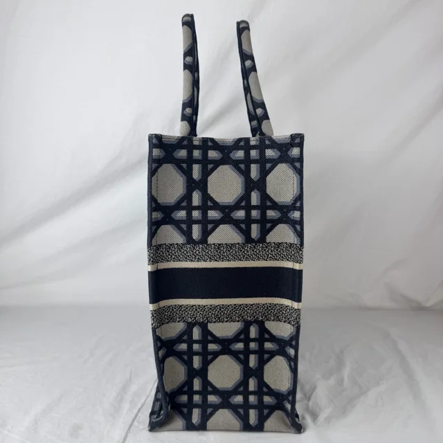 Dior Large Book Tote Bag in Canvas, Embroidered, macrocannage from Reowned, photo 2 of 10