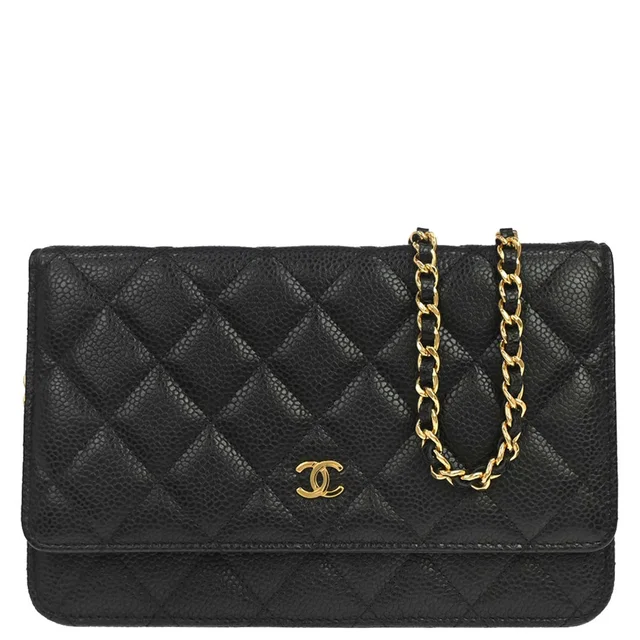 Chanel 2013-2014 Black Caviar Skin Classic WOC Wallet on Chain Shoulder Bag in Black Caviar leather from AMORE Vintage Tokyo