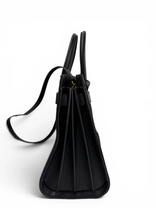 Saint Laurent Small Black Leather & Patent Sac de Jour in Black Patent leather from Season 2 Consign, photo 2 of 10