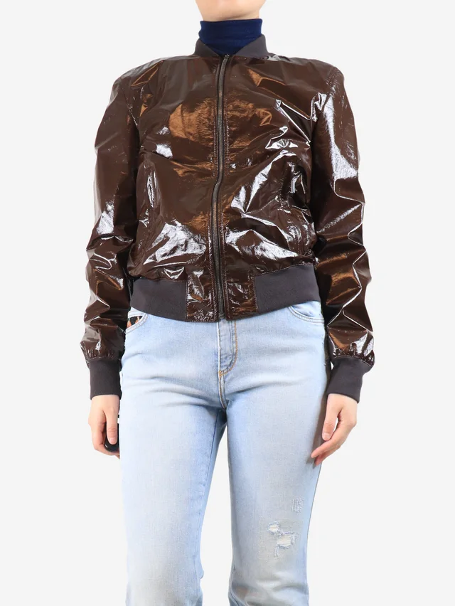 Dolce & Gabbana Brown lambskin jacket - size UK 16 in Brown Lambskin from Sign of the Times
