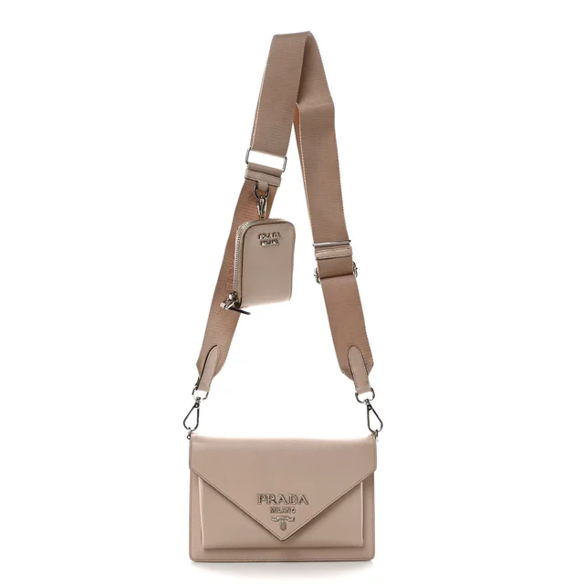 Prada Saffiano City Calfskin Mini Envelope Calfskin Leather Bag - Water Lily in Saffiano leather from H&T