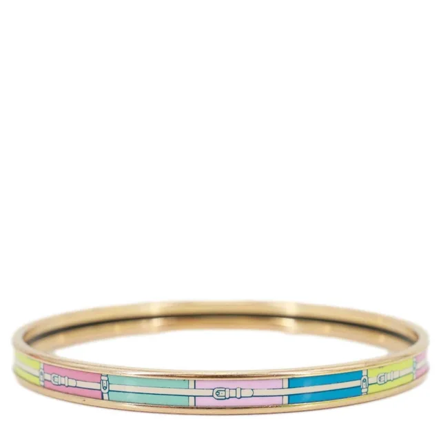 Hermès Enamel Printed Narrow Bangle Bracelet Gold in Gold from Dallas Designer Handbags
