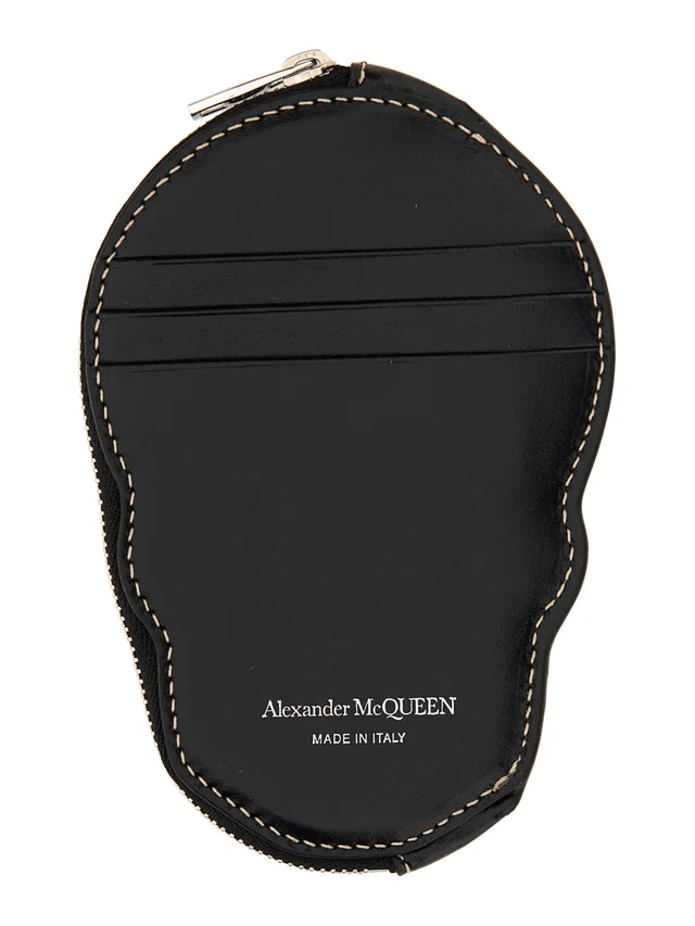 Alexander McQueen Skull-Embossed Calf Skin Card Case — Black Wallets & Purses in Black Calfskin from HEWI