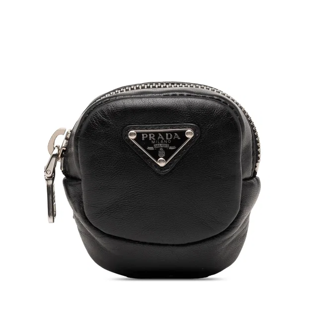 Black Prada Mini Leather Arm Pouch in Black Leather from Designer Revival