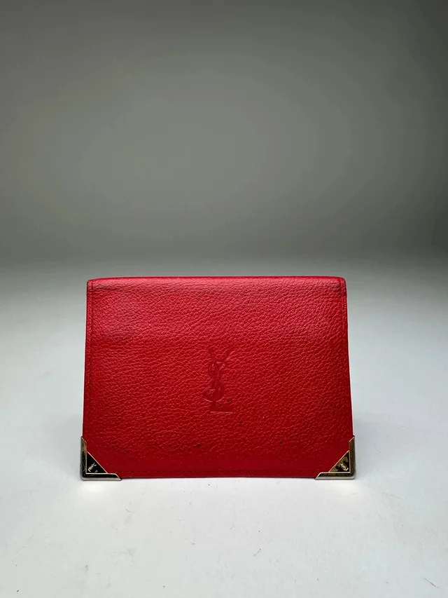 Saint Laurent Vintage Bifold Cardholder Leather Red in red Leather from Grailed