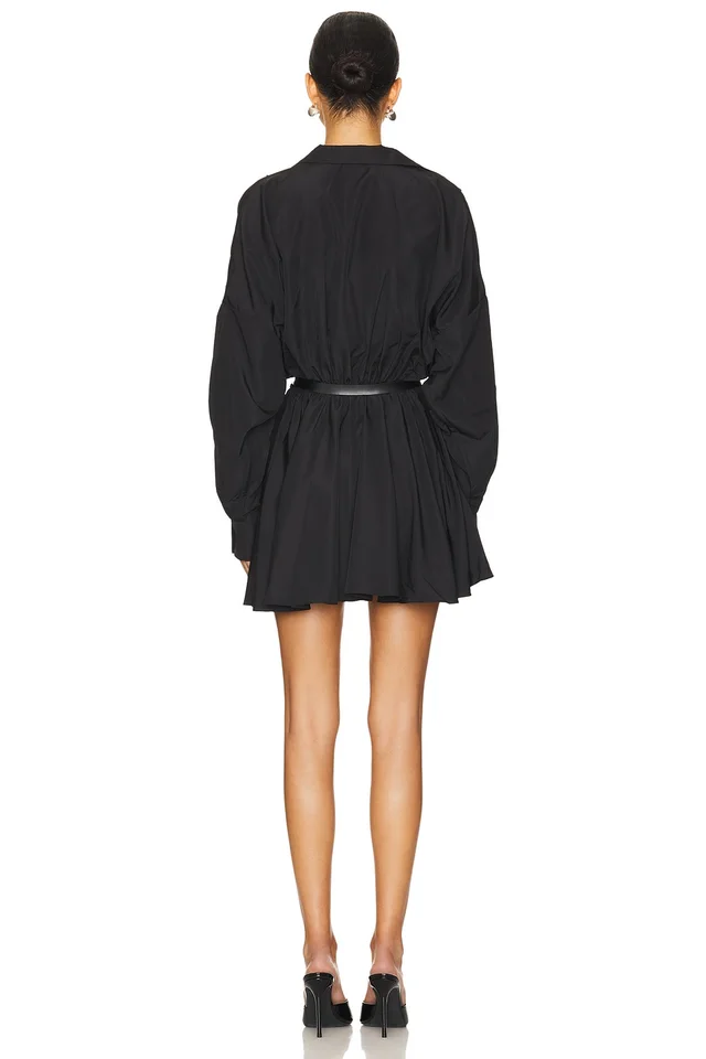 Norma Kamali Oversized Shirt Flared Mini Dress in Black, photo 4 of 4 from REVOLVE (Canada)