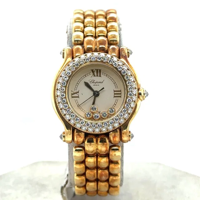 Chopard Happy Sport Diamond White with 5 floating diamonds Dial Ladies Watch 27/6151-20 in yellow|white|silver|gold|gray from Jomashop.com