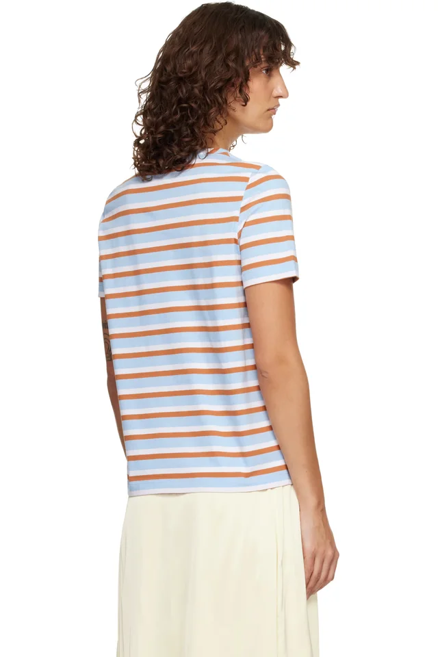 Marni Blue & Brown Striped Cotton T-shirt, photo 3 of 4 from SSENSE