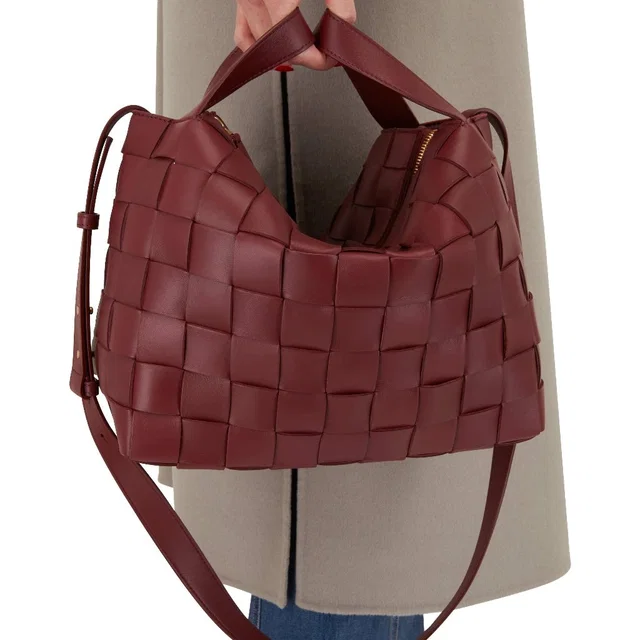 Bottega Veneta Bowling Cassette Barolo Woven Leather Medium Bag in red Woven leather from Poshmark, photo 1 of 1