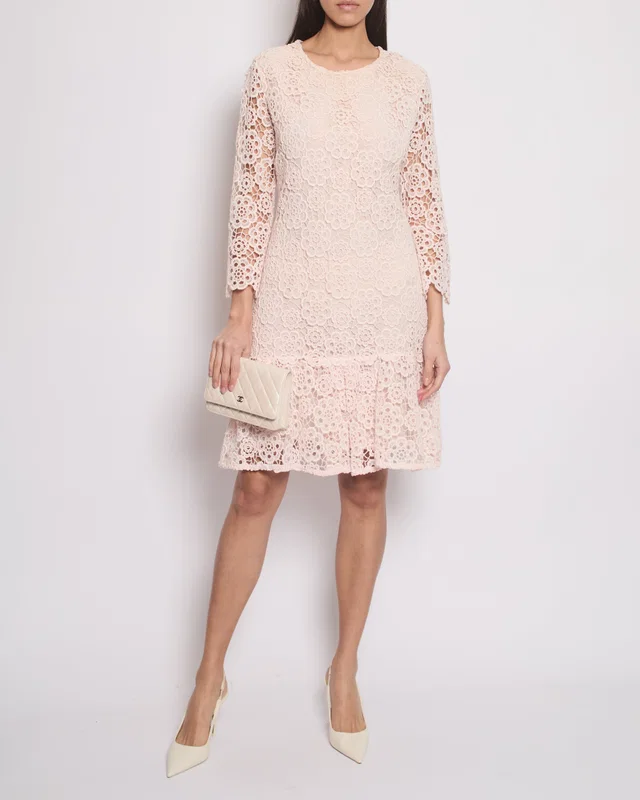 Dior Baby Pink Floral Crochet Mini Dress Size FR 42 (UK 14) in Pink from Sellier