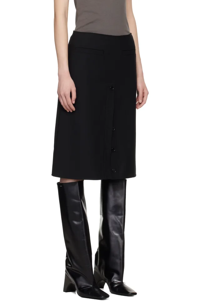 Courrèges Black Buttoned Midi Skirt, photo 2 of 4 from SSENSE