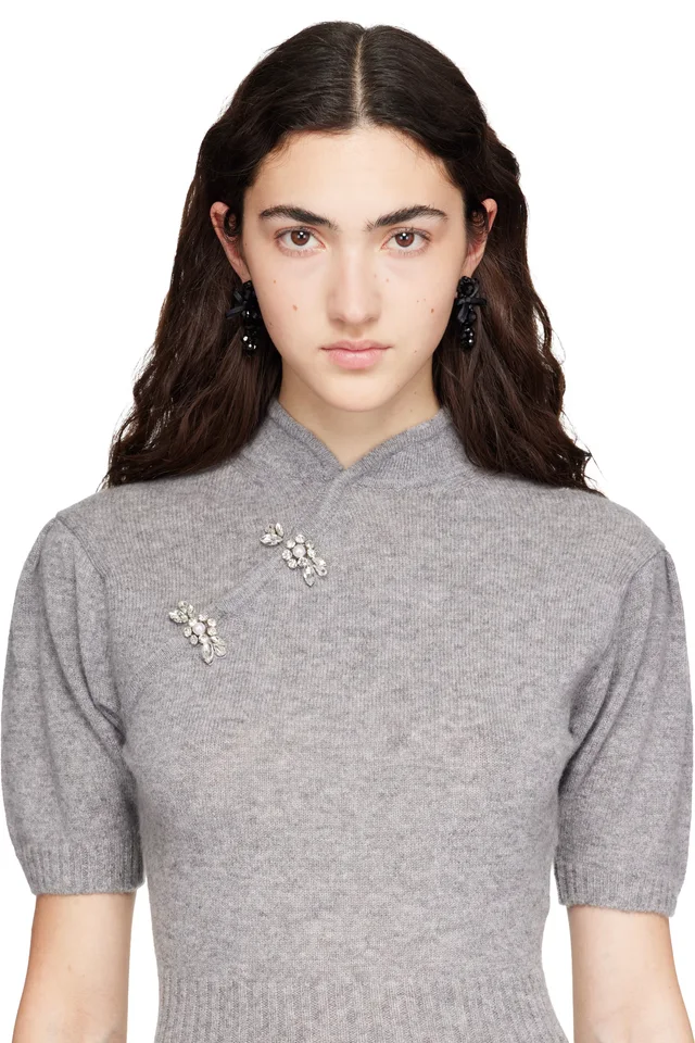 Simone Rocha Petite Bow Detail Cluster Earrings, photo 3 of 3 from SSENSE