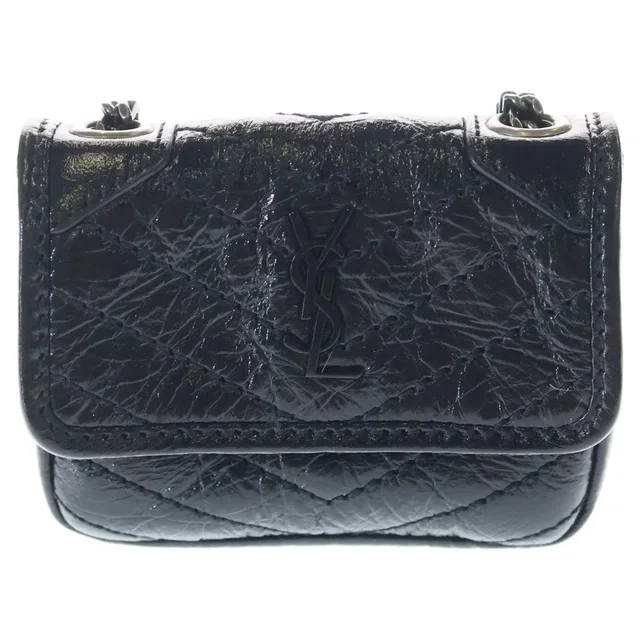 Saint Laurent Niki Chain Case Cassandra Mini Pouch Black in Black from The Reluxe