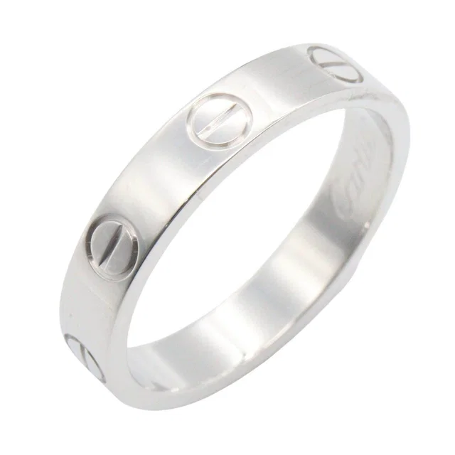 Cartier Mini Love Au750 White Gold Ring Size 11 in White from LuxUness
