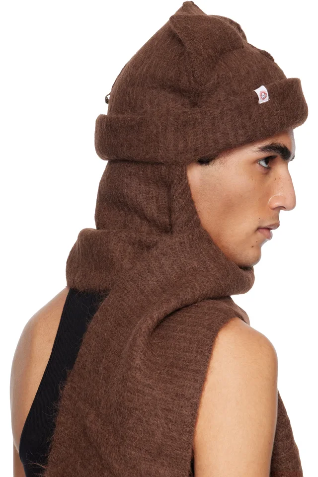 Charles Jeffrey LOVERBOY Brown Alpaca Chunky Ears Scarf Beanie, photo 3 of 4 from SSENSE