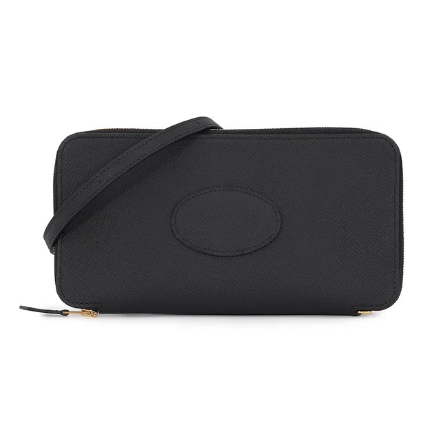 Hermès Macaron Long To Go Black Epsom in Black Epsom leather from GALLERY RARE