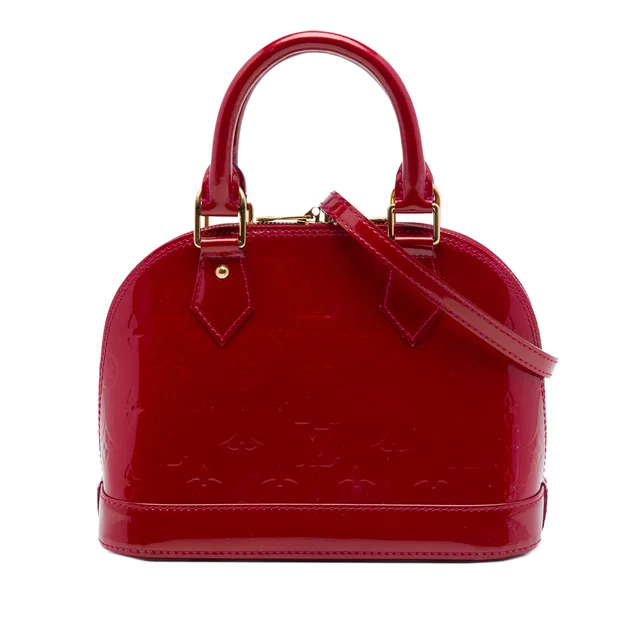 Red Louis Vuitton Monogram Vernis Alma BB Satchel in Red Leather from Designer Revival