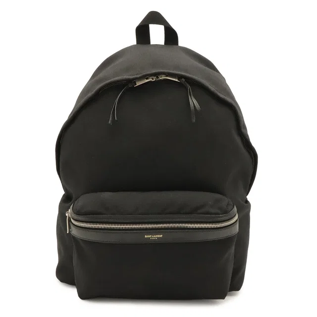 Saint Laurent Backpack Canvas Leather Black in Black Canvas from The Reluxe