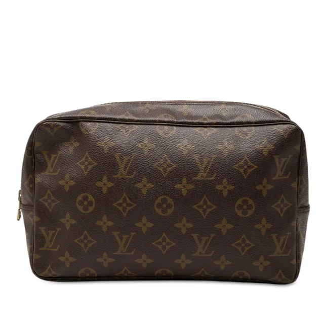 Brown Louis Vuitton Monogram Trousse Toilette 28 Clutch Bag in Brown Coated canvas from Designer Revival