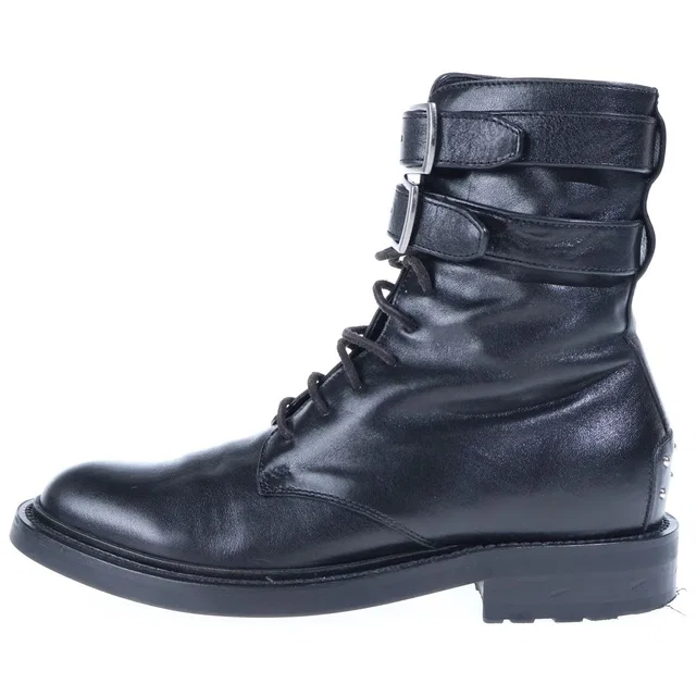 Saint Laurent High Boots Harness Ring Wyatt Cut Black in Black Leather from The Reluxe