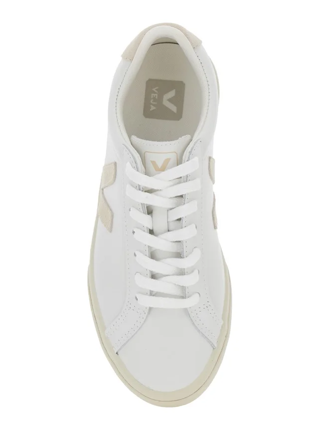 Veja Low Sneakers 'Esplar' White with Logo Detail on the Side and Logo Lettering on the Heel in Unisex Leather in White 100% Leather, photo 8 of 8 from Gaudenzi Boutique