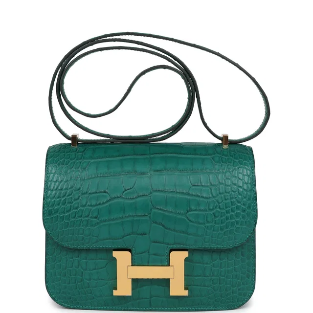 Hermès Constance 18 Malachite Matte Alligator Gold Hardware in Crocodile from Madison Avenue Couture