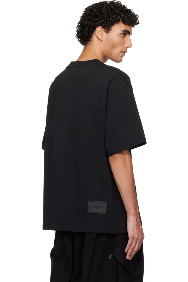 We11done Black Large Basic Logo T-shirt, photo 3 of 4 from SSENSE