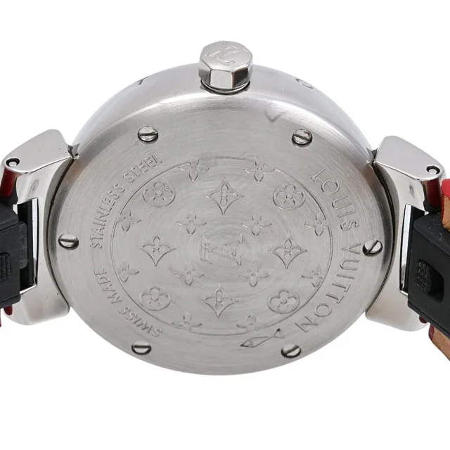 Louis Vuitton Takashi Murakami Collaboration Tambour PM Q12130 Quartz Silver in Silver Leather from VINTAGE QOO TOKYO, photo 7 of 9