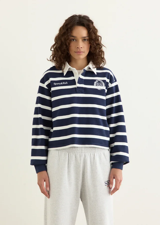 Sporty and Rich Yale Crest Rugby Polo in White from Incu, photo 1 of 1