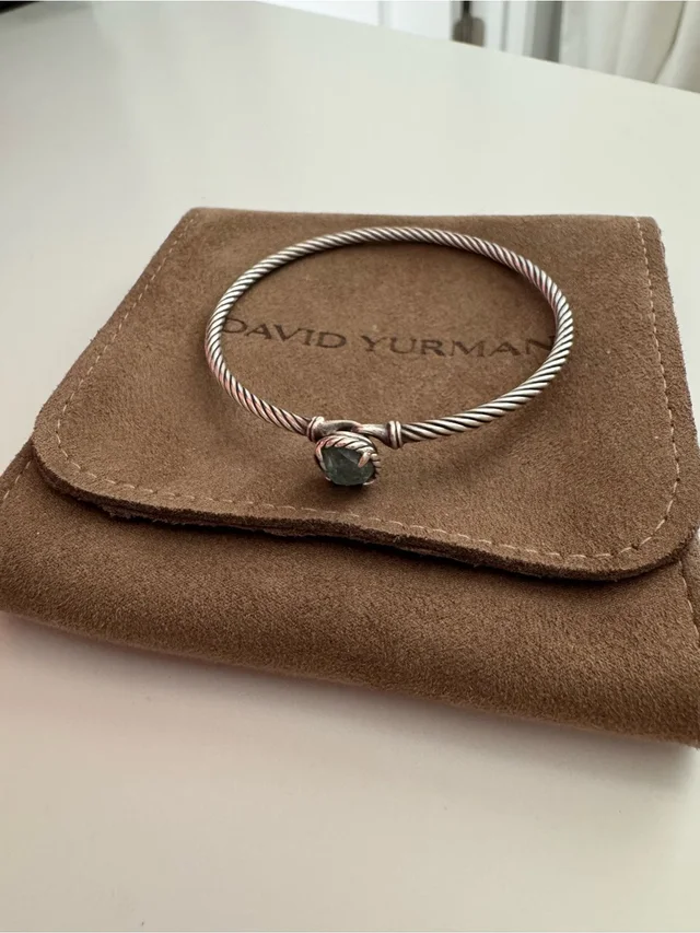 David Yurman Sterling Cable Bracelet With Green Stone in green|silver|gray from Poshmark