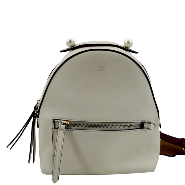 Fendi Leather Backpack Bag White in White Leather from Dallas Designer Handbags