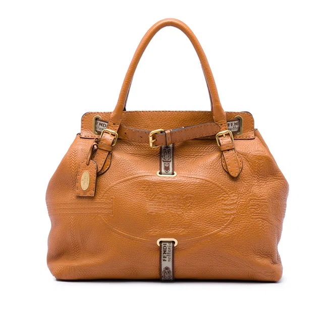 Brown Fendi Large Leather Selleria Villa Borghese Tote in Brown Leather from Designer Revival