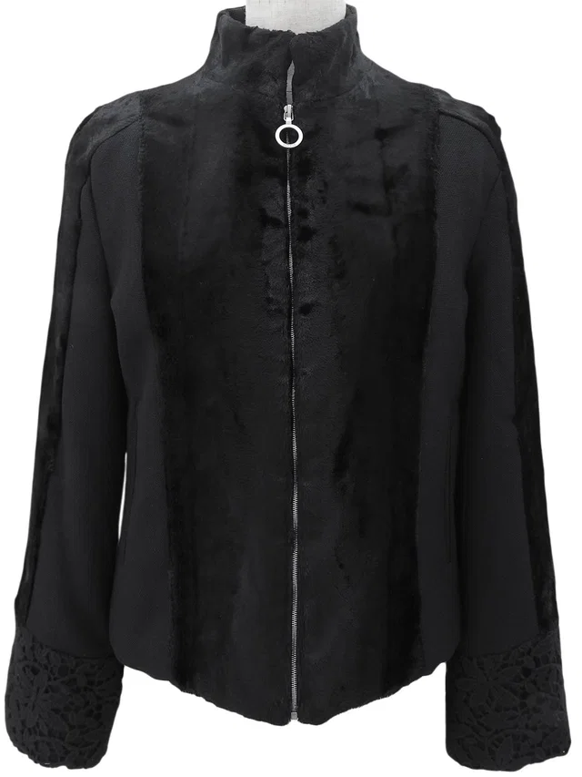 Versace Wool Zip-Up Jacket #26 Black in Black Wool from VINTAGE QOO TOKYO