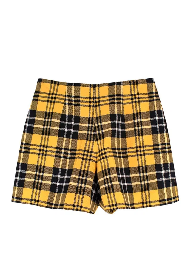 Dior Yellow Check Wool Hotpants in Yellow Wool from HEWI